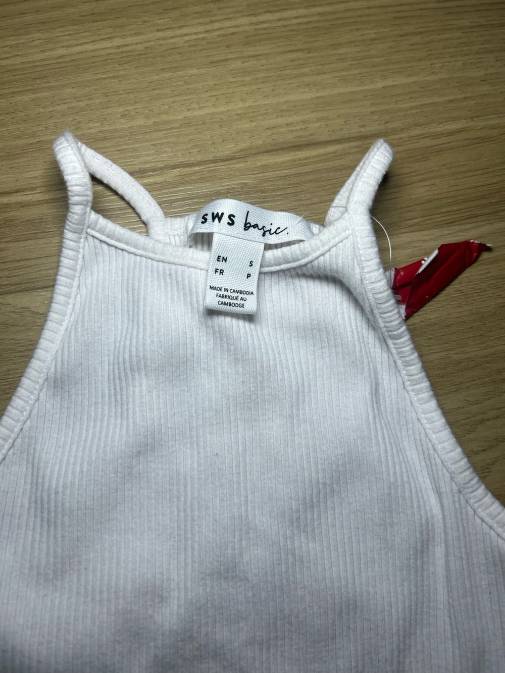 Women’s White Ribbed High-Neck Tank Top - Picture 5 of 5